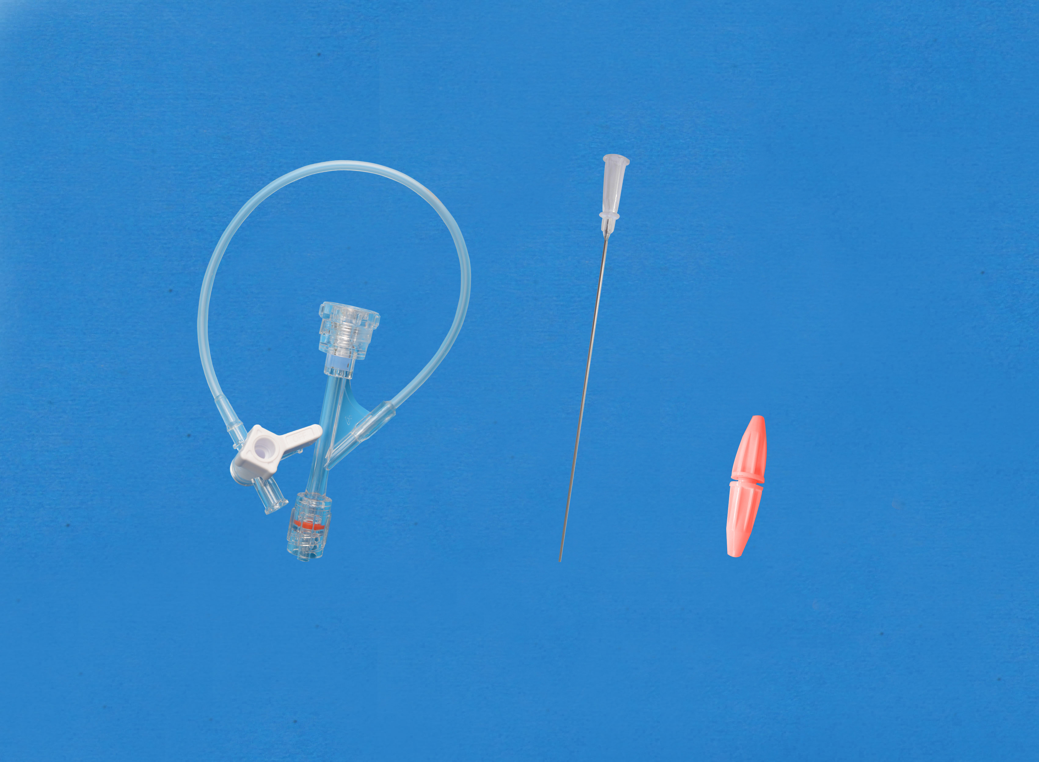 一次性使用Y型连接器套件-旋钮式侧枝为延长管和三通，小针座校直器，红色全塑扭控器